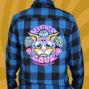 Aviation Cat Flannel Shirt - Blue