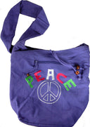 Embroidered Peace Hobo Bag